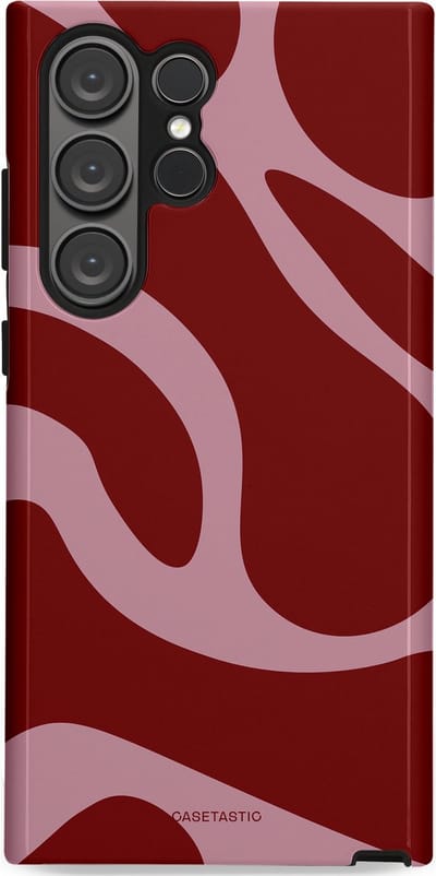 Casetastic hoesje geschikt voor Samsung Galaxy S23 Ultra - Dubbellaagse bescherming - Roze Rode Framboos Blobs - Fashion Case - Bordeaux Lila