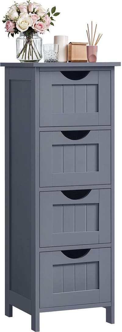 VASAGLE - Badkamerkast - Badkamerkast met 4 Lades - Bijzetkast - Voor Badkamer en Woonkamer