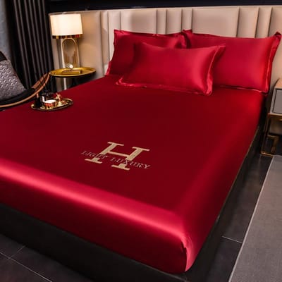 Hoogwaardig Satijnen Hoeslaken met Elastiek Effen Kleur Zijdezacht Laken Glad Anti-Slip Matrasbeschermer Spreien Bedlinnen 90x200x30cm
