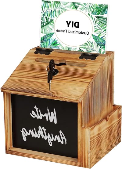 Tip Box met Sleuf en Slot, Houten Dispenser voor Gebed, Stem Box met Acrylaat voor Kaarten, Multifunctionele Houten Opbergdoos