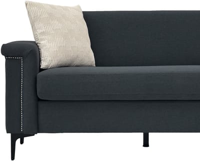 FX-P22EU-LG (SOFA 557-8) Elegante Scandinavische bank – Fijn linnenweefsel, stevig houten frame & metalen poten, comfortabel voor modern wonen-donker grijs