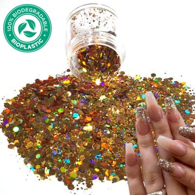 Chunky Glitters (Goud) [Volume 8g - Festival Glitter Outfit Nagel Decoratie Versiering - Manicure Kunstnagels Nepnagels Acryl Nagels - Kinderen Volwassenen Dames Glitters]