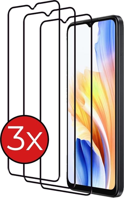 Screenprotector - 3 Stuks - Geschikt voor OPPO A18 - Full Cover - Beschermglas - Gehard Glas - Tempered Glass - Screen Protector