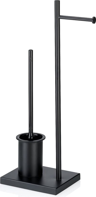 Toiletborstel -en Toiletrolhouder, Vrijstaand, 68 x 23 x 18 cm, RVS, Zwart - Kela | Devin