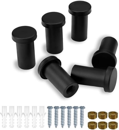 Haken Set - Wandkapstokken Ophangers - Spullen Ophangen - Roestvrij Staal - 6 Stuks - Zwart