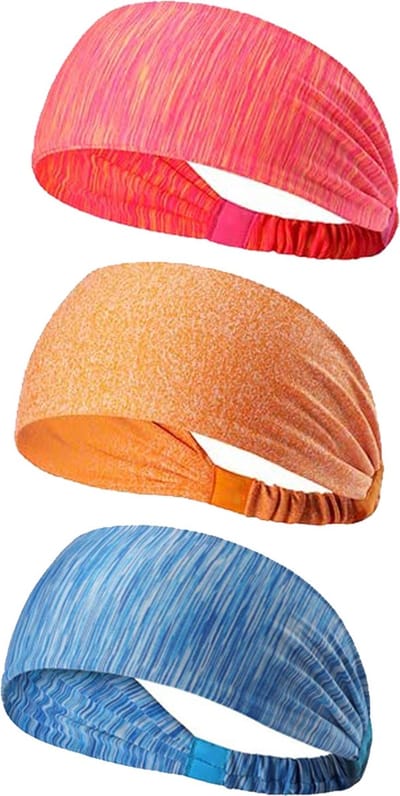 LIXIN Set 3 Stuks Sport Haarbanden - Kleur 2 - Hoofdband Dames en Heren - Unisex Haarband - Volwassenen - Elastisch antislip - Lichtgewicht - Atletisch - Gym - Dans - Yoga - Hardlopen - Haaraccessoires