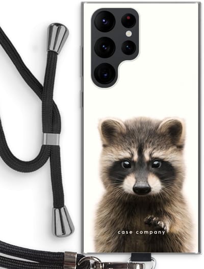 Hoesje met koord geschikt voor Samsung Galaxy S22 Ultra hoesje met Koord - Rocco - Telefoonhoesje met Zwart Koord - Bescherming aan alle Kanten en Over de Schermrand