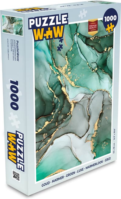 Puzzel Goud - Marmer print - Groen - Luxe - Marmerlook - Grijs - Legpuzzel - Puzzel 1000 stukjes volwassenen