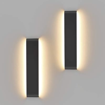 Set van 2 Wandlampen 16 Inch LED 14W Warm Wit 3000K Decoratieve Verlichting voor Trap, Eetkamer en Woonkamer - 1340 LM Zwart