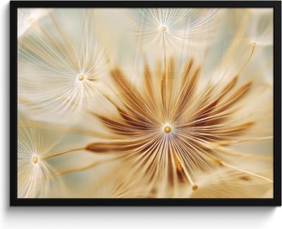 Poster in lijst - Fotolijst 80x60 cm - Posters - Paardenbloem - Beige - Abstract - Modern - Natuur - Posterlijst zwart - Decoratie - Wanddecoratie woonkamer - Muurdecoratie slaapkamer
