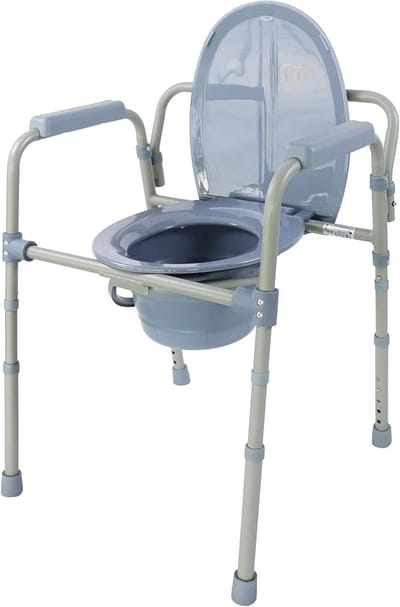 Handicap Toiletstoel voor Ouderen - In Hoogte Verstelbaar 3 in 1 Toiletstoel met Emmer - Grijs