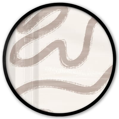 Poster in lijst Rond - Fotolijst 40x40 cm - Posters - Abstract - Moderne kunst - Beige - Ronde posterlijst zwart - Decoratie - Wanddecoratie woonkamer - Muurdecoratie slaapkamer