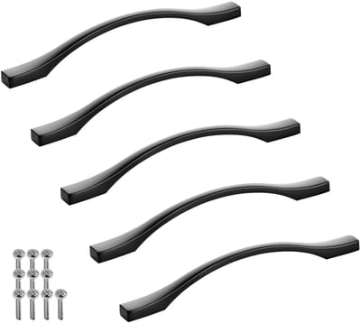 SOTECH 5 stuks aluminium meubelgrepen BLACKLINE XV BA 160 mm mat zwart (lengte 196 mm, breedte 13,5 mm, hoogte 26 mm) design dressoirgreep