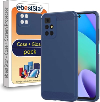 ebestStar - Hoes geschikt voor Xiaomi Redmi 10 (2022, 2021), TPU Bescherming Cover, Koolstof Design Hoesje, Donkerblauw