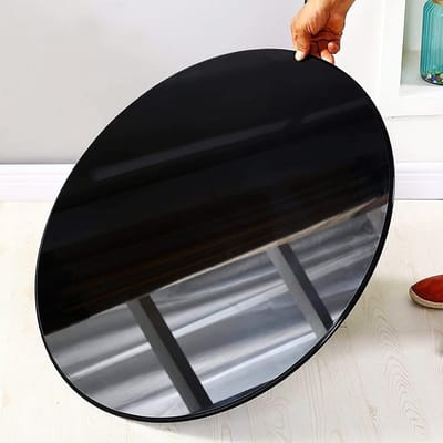 Eettafel tafelblad - Rond tafelblad - Buiten dineren - Weerbestendig gehard glas - Transparant zwart - Zwart