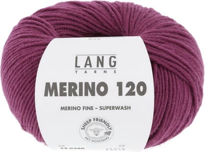 Lang Yarns Merino 120 - 280 bordeauxpaars - Merinowol Garen