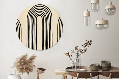 WallCircle - Wandcirkel - Muurcirkel - Boogvormen - Zwart - Strak - Aluminium - Dibond - 140x140 cm - Binnen en Buiten