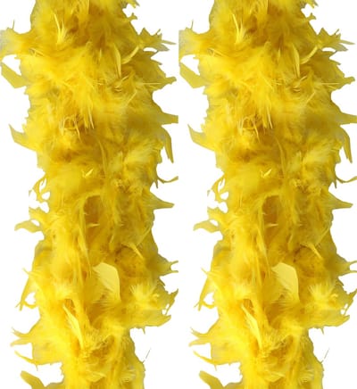 Veren Boa - 2 stuks - Carnaval verkleed accessoire - geel - 180 cm