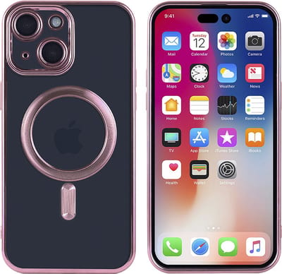 Hoesje Geschikt voor iPhone 15 Magsafe hoes - Lens beschermer – backcover – Rosegoud
