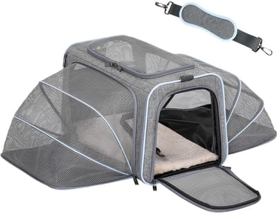 Ibenzoa® Uitbreidbare draagtas voor huisdieren met schouderriem en ventilatievensters