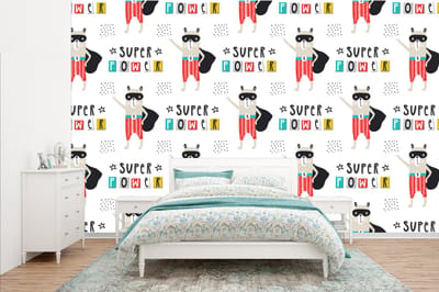 Behang - Fotobehang Jongens - Patroon - Superheld - Breedte 385 cm x hoogte 240 cm