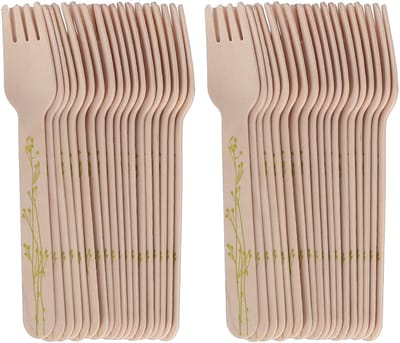 Esschert Design Vorken - hout - 40x - kruidenopdruk - 16 cm - BBQ/Verjaardag/Camping/Party