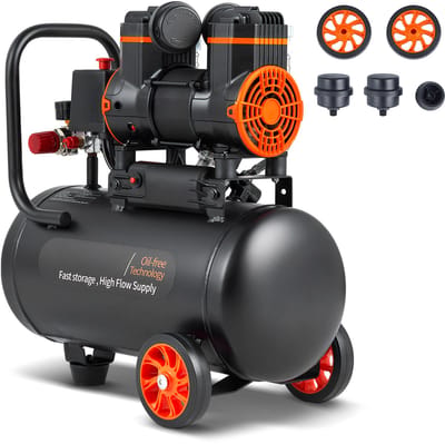 4,8 Gallon Luchtcompressor, 1,2 PK, 2,2 CFM Bij 90 PSI, Olievrij, 116 PSI Max, Ultra Stil 70 Db voor Autoreparaties, Banden OPPompen, Spuiten, Houtbewerking
