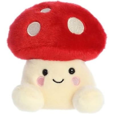 Aurora Palm Pals Paddenstoel Rood Met Witte Stippen Knuffel - 13 cm