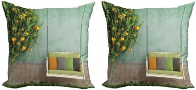 Abakuhaus Tuin Kussenhoezen – Set van 2×40×40 cm – Dubbelzijdig bedrukt – Met rits