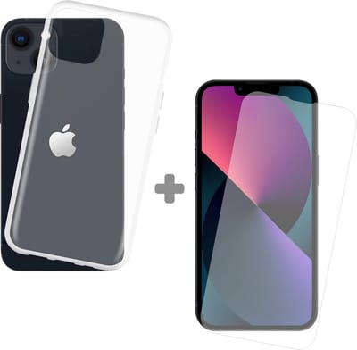 Just in Case soft TPU Hoesje + Tempered Glas Screenprotector geschikt voor iPhone 13 - Transparant