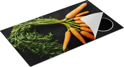 Chefcare Inductie Beschermer Wortels op Zwarte Marmer - 95x50 cm - Afdekplaat Inductie - Kookplaat Beschermer - Inductie Mat