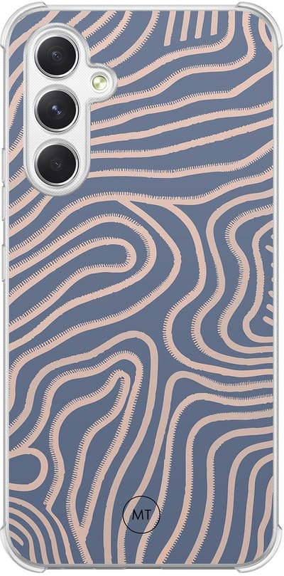 Hoesje (shockproof) geschikt voor Samsung Galaxy A54 - Flowing lines - Extra sterke case - TPU/polycarbonaat - Print - Paars, Transparant