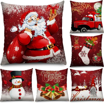 6 Pieces Christmas Throw Pillow Cases Cushion Covers Decoration Holiday Decor Throw Pillow Case for Sofa Couch Christmas Office Bedroom Decorations (45x45cm, Funny Style)