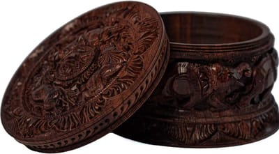 Handgemaakte Opbergdoos - Houten Doosje - Decoratief Gebruik - Dieren Beeldjes - 4 Inch - Rood Hout
