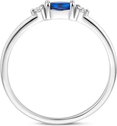 Gerhodineerd Zilver Ring Wit En Blauw Met Zirkonia 1339068