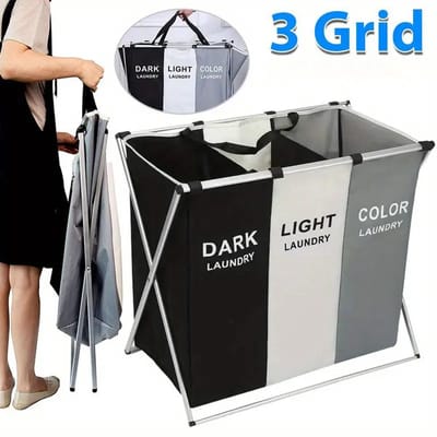 Wasmand 3 Vakken 130L - Wassorteerder - Wamand - Wasbox - Ruimtebesparende Kleding Organisator Voor Thuis - Waszakken Voor Wasgoed - Laundry Basket - Meerdere Compartimenten Ontwerp