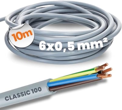 Kleurgecodeerde PVC Besturingsleiding 6x0,5 mm² met Groene Aardgeleider - 6-aderige Kabel voor Stuurtoepassingen