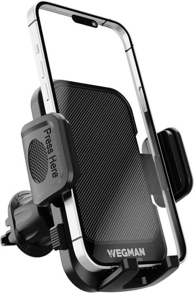 Telefoonhouder Auto - Zwart - Universele Klem voor Ventilatierooster - Trillingsvrij en 360° Draaibaar - Voor Smartphones