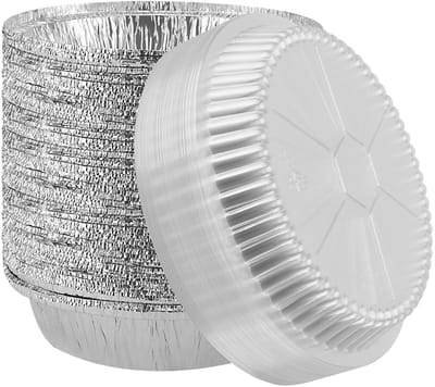 JHUBERS- Foliebakken 40 stuks - Ronde Aluminium Taartvormen - Oven- en Vriezerbestendig - Met Deksels - 7 Inch - Thermisch Geleidend - Aluminium Bakjes