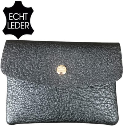 THL Design - Kleine Portemonnee Dames - Mini Portemonnee - Echt Leer - Zwart