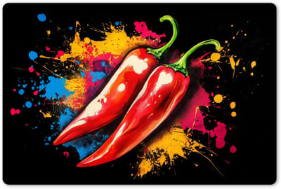 Placemats 45x30 cm - Placemat kunststof - 1 stuk - Peper - Graffiti - Verf - Abstract - Modern - Kleurrijk - Borden onderleggers - Decoratie voor op tafel - Keuken tafeldecoratie accessoires - Vinyl onderlegger - Tafelversiering