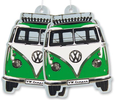 VW Collection by BRISA - Set van 2 Volkswagen luchtverfrissers met VW T1 Bulli Bus-motief (Groene appel)