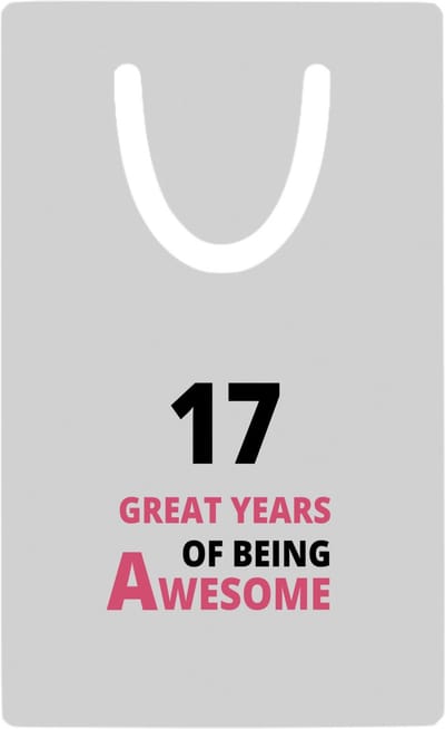 Hacebo® - 17 great years of being awesome metalen boekenlegger - Hoera 17 jaar - iemand die 17 jaar is geworden - verjaardagscadeau - verjaardag - cadeau - kado - geschenk - gift - goeie jaren Bladwijzer boekenleggers - 7.6 cm x 5cm