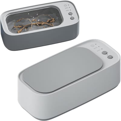 1 stuk - Ultrasone sieradenreiniger - Bediening met één knop - Draagbare brillenreiniger - Professionele ultrasone sieradenreiniger - 22,5*10,5*7,5 cm - Voor het reinigen van sieraden, brillen, horlogebandjes en make-upborstels - Grijs
