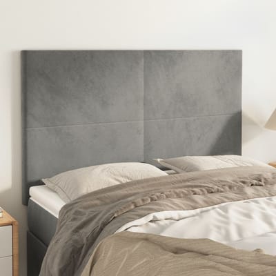 vidaXL - Hoofdbord - lichtgrijs - 144x5x118/128 - cm - fluweel