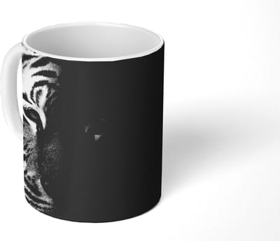 Mok - Koffiemok - Tijger - Dieren - Wild - Zwart - Wit - Mokken - 350 ML - Beker - Koffiemokken - Theemok