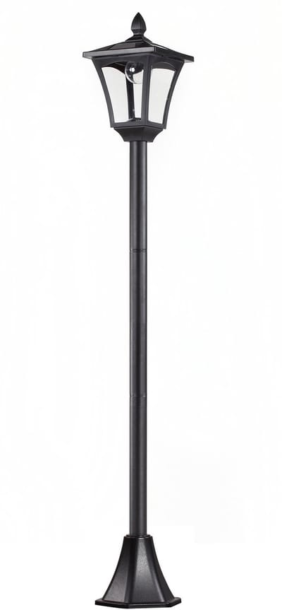 Solar tuinlantaarn - padverlichting met LED - 40 lumen - zwart - 18 x 18 x 160 cm