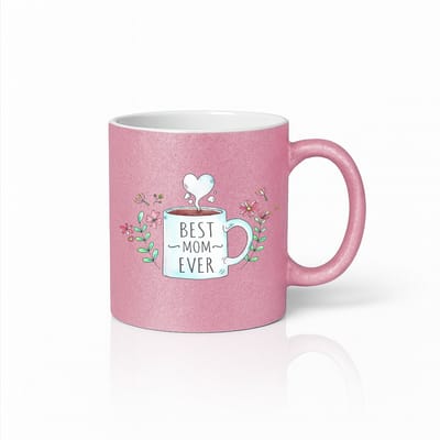 Best Mom Ever Koffiemok - Moederdag Cadeau - Bloemen Illustratie - Keramische Beker Roze