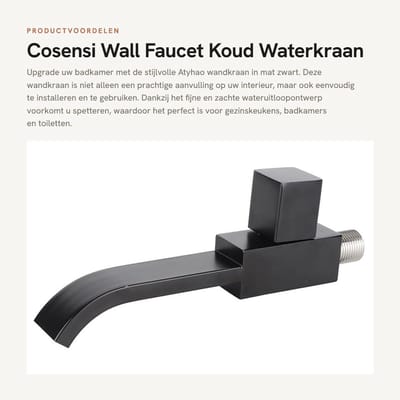 Dailygoods- Kraan G1/2 Draad - Wandkraan - Waterafvoer - Hoge drukbestendig - Corrosiebestendig - Makkelijk te installeren - Bascinkraan