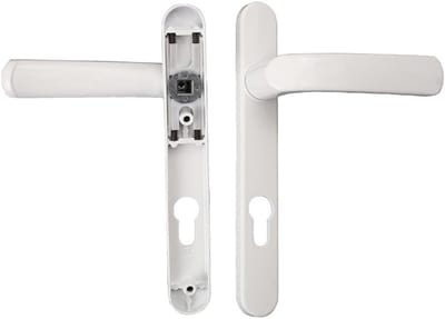 Witte Deurhendel Set voor Externe Deuren - Aluminium Handgrepen en Deurslot Vervanging voor 350-500mm Dikte Deuren, 210mm Lengte